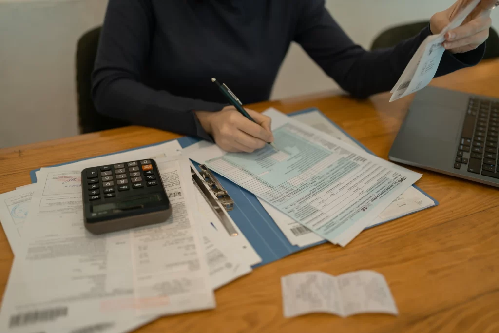 VAT return accountant reviewing business VAT records
